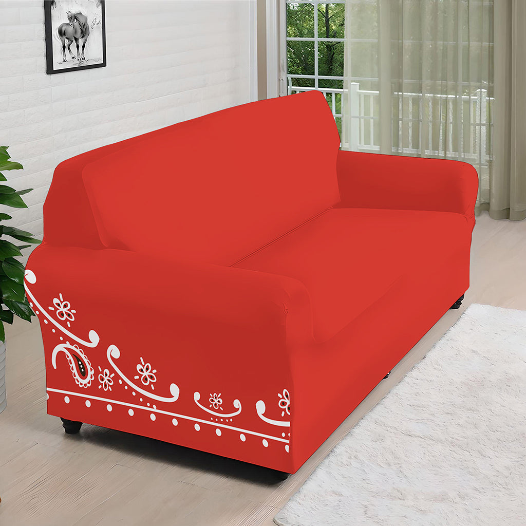 Orange Paisley Bandana Print Sofa Cover