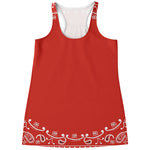 Orange Paisley Bandana Print Women's Racerback Tank Top