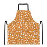 Orange Paw And Bone Pattern Print Apron