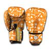 Orange Paw And Bone Pattern Print Boxing Gloves