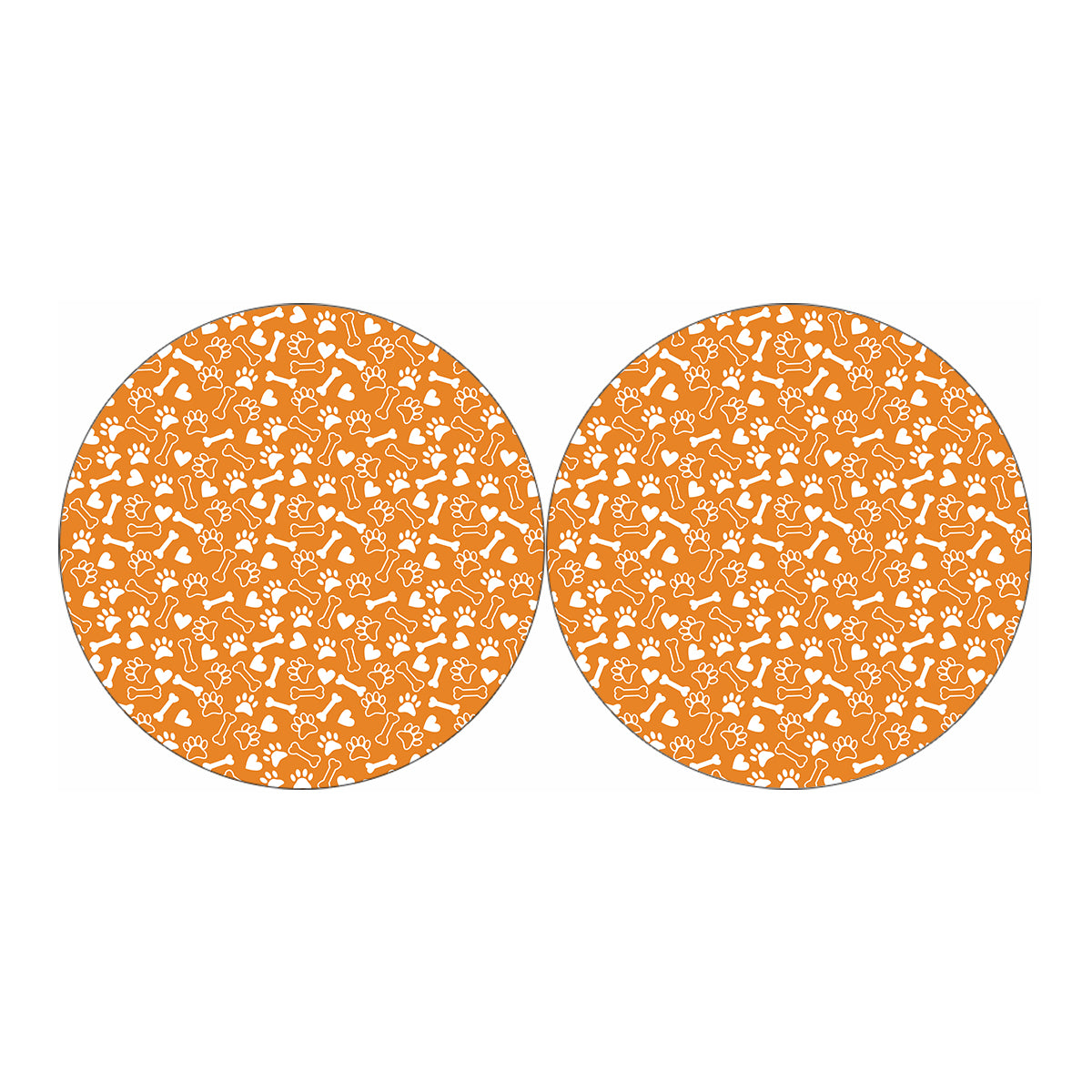 Orange Paw And Bone Pattern Print Car Coasters
