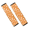 Orange Paw And Bone Pattern Print Car Seat Belt Covers