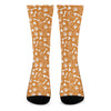 Orange Paw And Bone Pattern Print Crew Socks