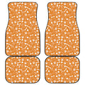 Orange Paw And Bone Pattern Print Front and Back Car Floor Mats
