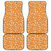 Orange Paw And Bone Pattern Print Front and Back Car Floor Mats