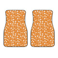 Orange Paw And Bone Pattern Print Front Car Floor Mats