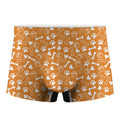 Orange Paw And Bone Pattern Print Men's Boxer Briefs