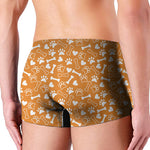 Orange Paw And Bone Pattern Print Men's Boxer Briefs