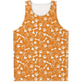 Orange Paw And Bone Pattern Print Men's Tank Top