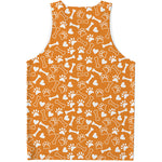 Orange Paw And Bone Pattern Print Men's Tank Top
