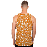 Orange Paw And Bone Pattern Print Men's Tank Top