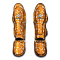 Orange Paw And Bone Pattern Print Muay Thai Shin Guards