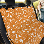 Orange Paw And Bone Pattern Print Pet Car Back Seat Cover