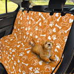 Orange Paw And Bone Pattern Print Pet Car Back Seat Cover
