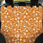 Orange Paw And Bone Pattern Print Pet Car Back Seat Cover