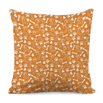 Orange Paw And Bone Pattern Print Pillow Cover