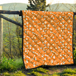 Orange Paw And Bone Pattern Print Quilt