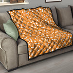 Orange Paw And Bone Pattern Print Quilt