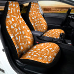 Orange Paw And Bone Pattern Print Universal Fit Car Seat Covers