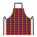 Orange Pink And Black Houndstooth Print Apron