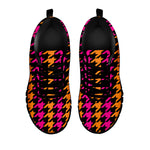 Orange Pink And Black Houndstooth Print Black Sneakers