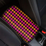 Orange Pink And Black Houndstooth Print Car Center Console Cover
