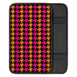 Orange Pink And Black Houndstooth Print Car Center Console Cover