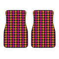 Orange Pink And Black Houndstooth Print Front Car Floor Mats