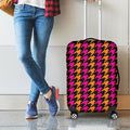Orange Pink And Black Houndstooth Print Luggage Cover