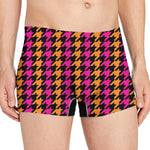 Orange Pink And Black Houndstooth Print Men's Boxer Briefs