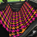 Orange Pink And Black Houndstooth Print Pet Car Back Seat Cover
