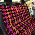 Orange Pink And Black Houndstooth Print Pet Car Back Seat Cover