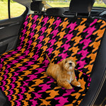 Orange Pink And Black Houndstooth Print Pet Car Back Seat Cover