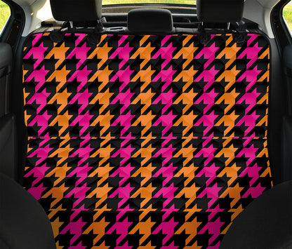 Orange Pink And Black Houndstooth Print Pet Car Back Seat Cover