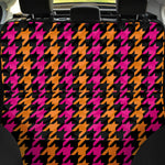 Orange Pink And Black Houndstooth Print Pet Car Back Seat Cover