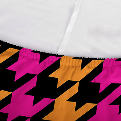 Orange Pink And Black Houndstooth Print Sofa Cover