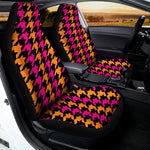 Orange Pink And Black Houndstooth Print Universal Fit Car Seat Covers