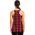 Orange Pink And Black Houndstooth Print Women's Racerback Tank Top