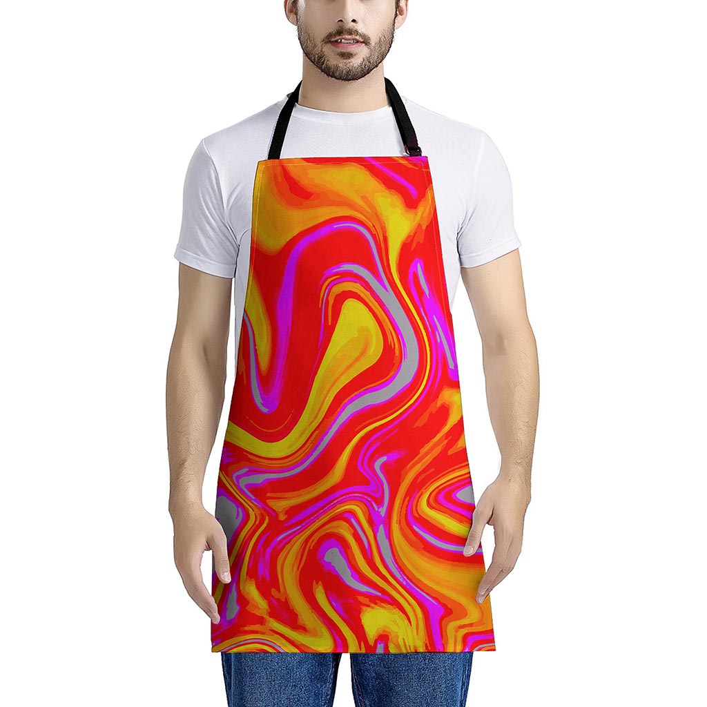 Orange Psychedelic Liquid Trippy Print Apron