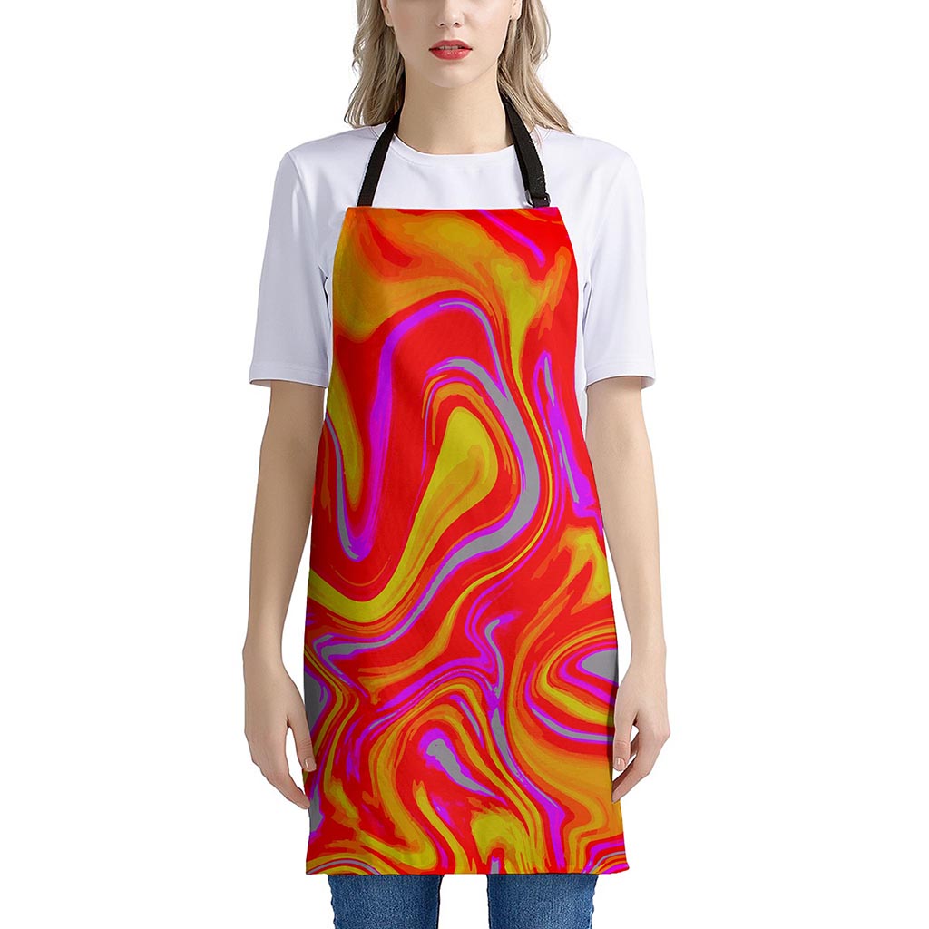 Orange Psychedelic Liquid Trippy Print Apron