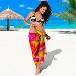 Orange Psychedelic Liquid Trippy Print Beach Sarong Wrap