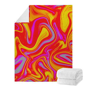 Orange Psychedelic Liquid Trippy Print Blanket