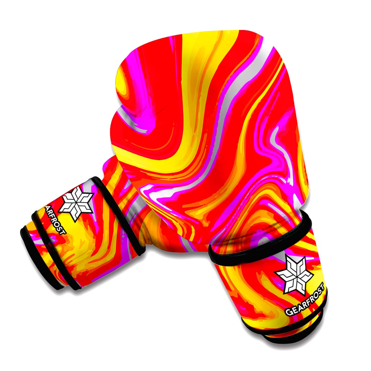 Orange Psychedelic Liquid Trippy Print Boxing Gloves