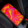 Orange Psychedelic Liquid Trippy Print Car Center Console Cover