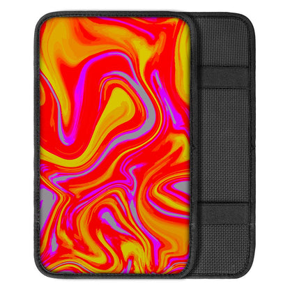 Orange Psychedelic Liquid Trippy Print Car Center Console Cover