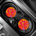 Orange Psychedelic Liquid Trippy Print Car Coasters