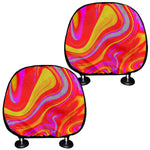 Orange Psychedelic Liquid Trippy Print Car Headrest Covers