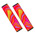 Orange Psychedelic Liquid Trippy Print Car Seat Belt Covers