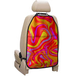 Orange Psychedelic Liquid Trippy Print Car Seat Organizers