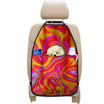 Orange Psychedelic Liquid Trippy Print Car Seat Organizers